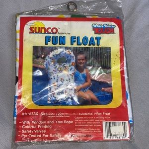 Vintage 80's Sunco Pool Fun Float Crayon print New Old Stock